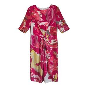 L K BENNETT LONDON Women's S 4 6 Silk Dress Midi Gathered Front Lined Bust 34"